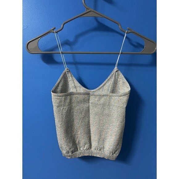Free People Intimately Metallic Knit Cropped Tank Top, Spaghetti Straps, GLAM, - Picture 8 of 8